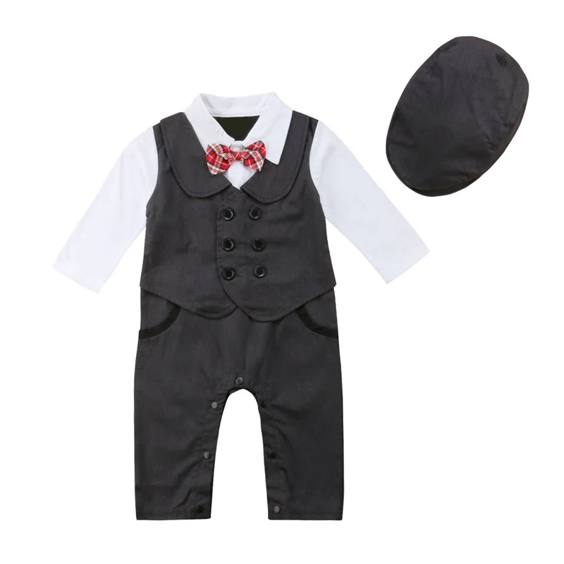 FOCUSNORM New Fashion Newborn Baby Boy Gentleman Formal Romper Photography Props Outfits |