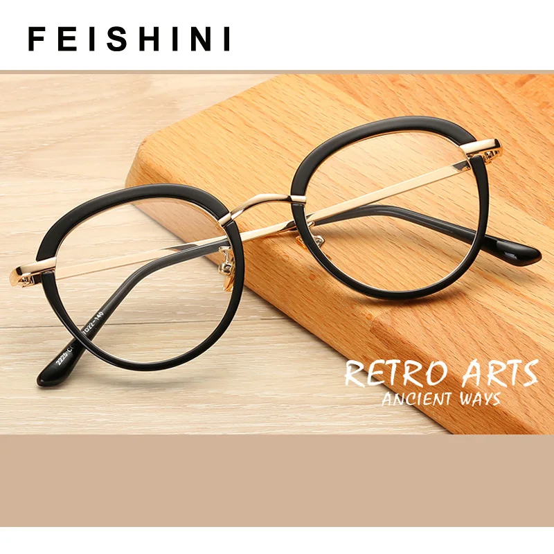 

FEISHINI Transparent Frame Oval Glasses Frame Women brand Clear Lens Eyewear frames Ladies Myopia Nerd PINK eyeglasses frame
