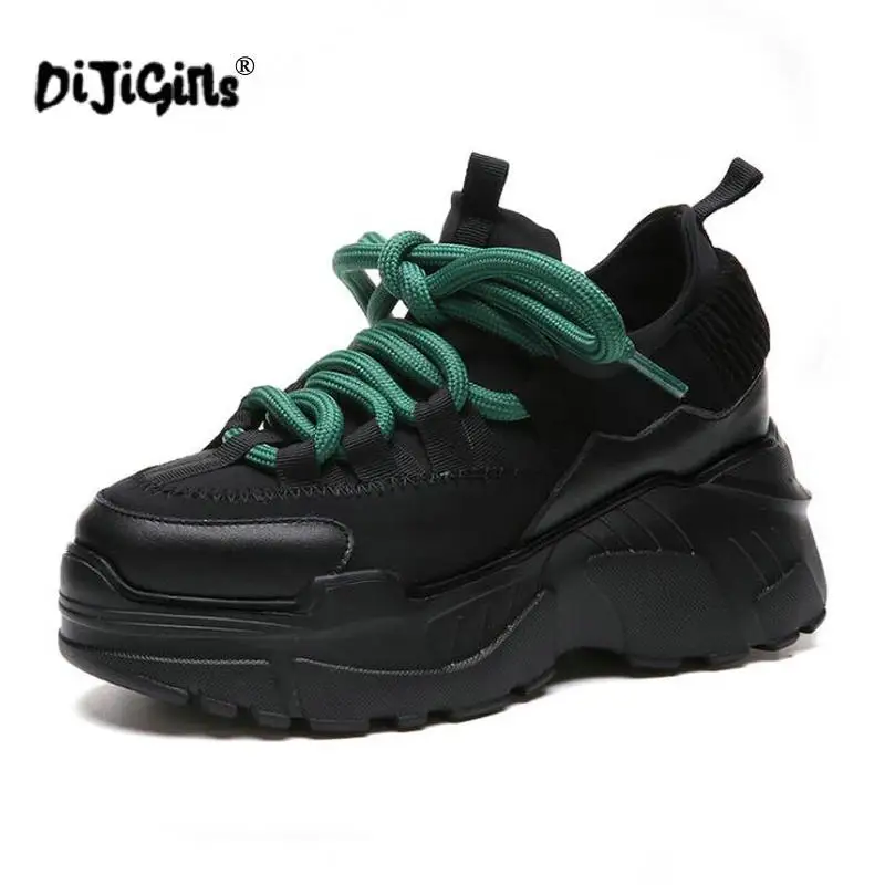 Женские кроссовки на платформе 7 см массивные танкетке большие размеры Осень