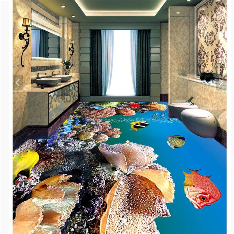 Пользовательские фотообои 3D самоклеющиеся наклейки на пол подводный мир цветные