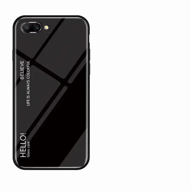 Black Градиентный стеклянный чехол для huawei Honor 10 Note 10 8X 8C 8A силиконовый защитный бампер для Honor 10 Lite mate 9 10 20 Pro Чехол - Цвет: Black