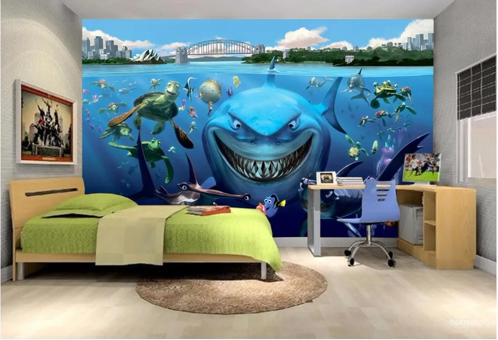 Настенные 3d обои на заказ рисунок морского мира аквариума ландшафта комнат