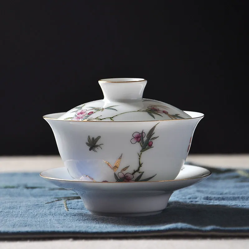 150 мл китайский Стиль Gaiwan с постепенным увеличением рельеф чайник узором офисные