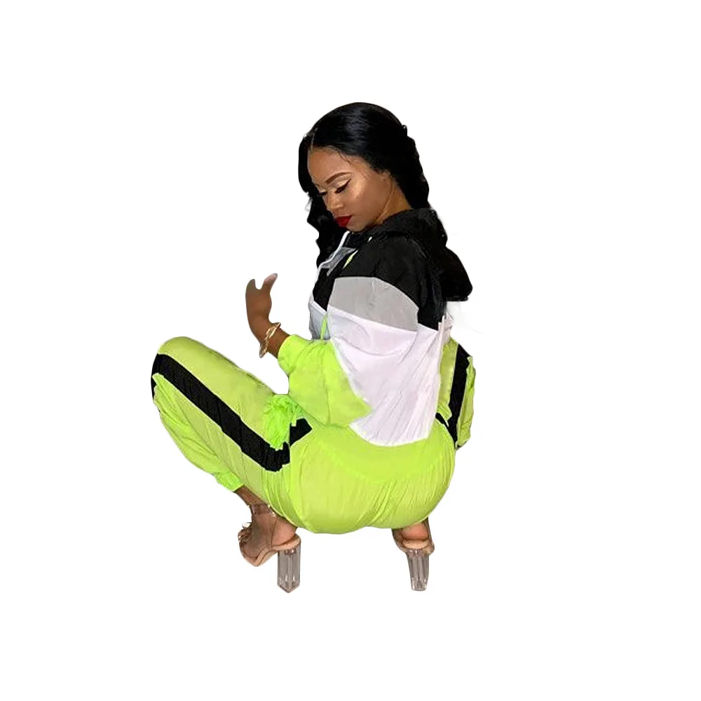 Цветной комбинезон с капюшоном Женский Повседневный на молнии длинным рукавом