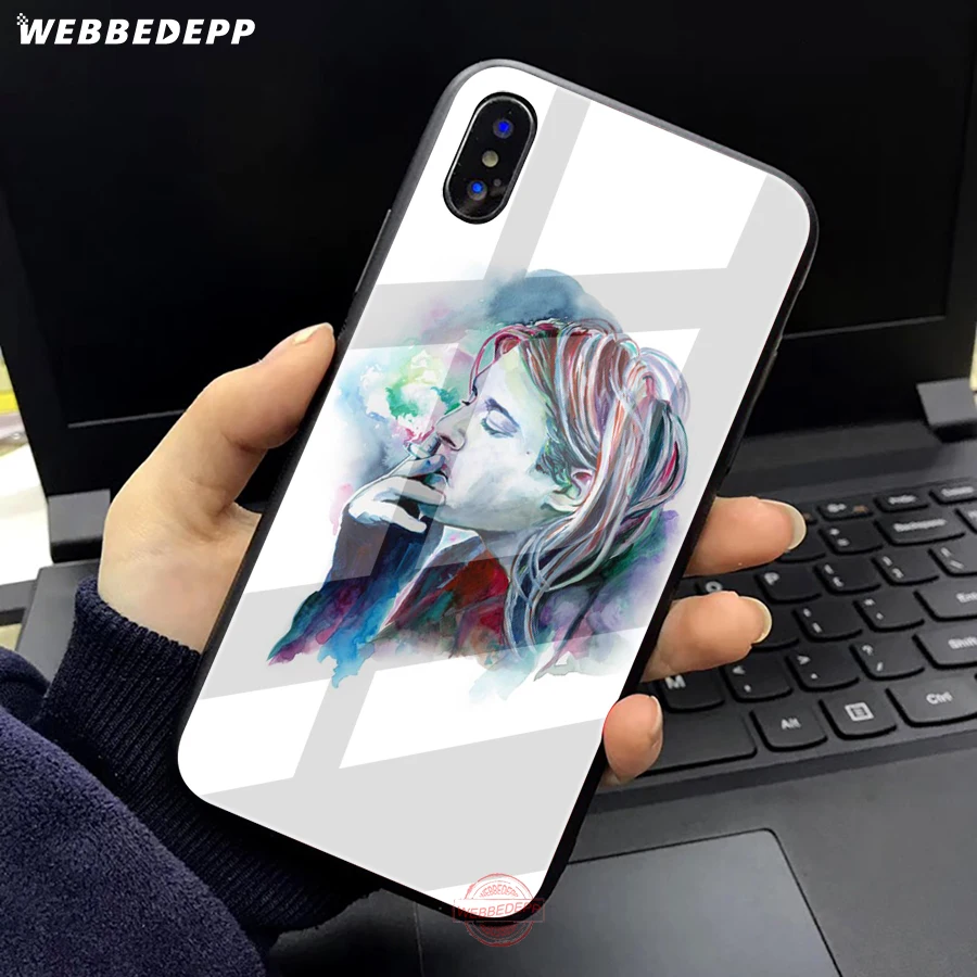 WEBBEDEPP Nirvana Курт Кобейна чехол для телефона из закаленного стекла Apple iPhone XS Max XR X 8 7 6S