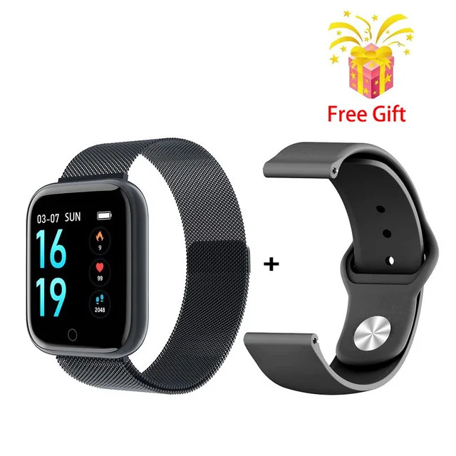 Black(Two Strap) T80 умный Браслет IP67 Водонепроницаемый фитнес-трекер входящий вызов кровяное давление смарт-браслет монитор сна умные часы - Цвет: Black(Two Strap)