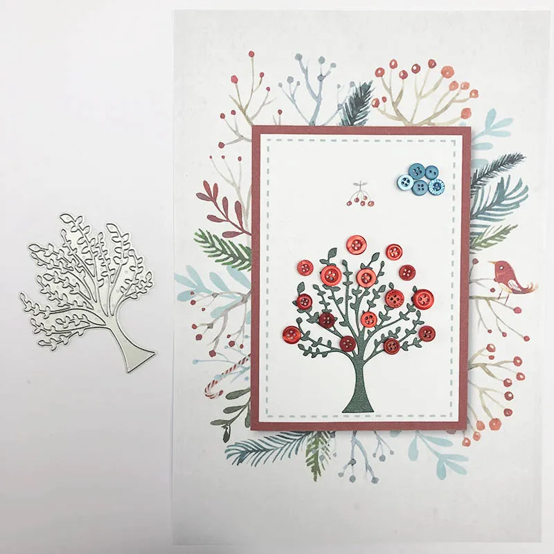 

Happymems Cutting Dies Trees Metal Die Cuts Scrapbooking Embossing Stencils DIY Decorative Cards Making Crafts