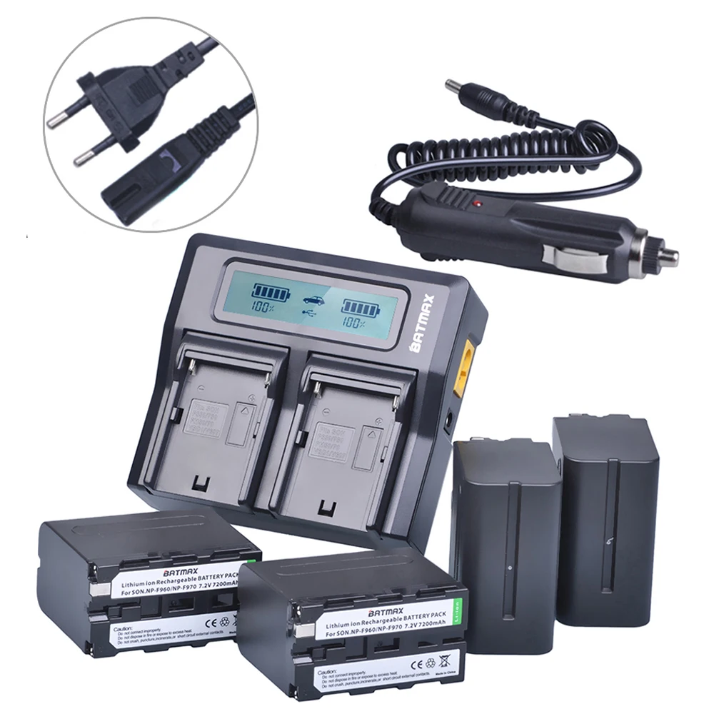kit de carregador ultra rapido para sony 4 pecas 7200mah empacotamento de baterias f970