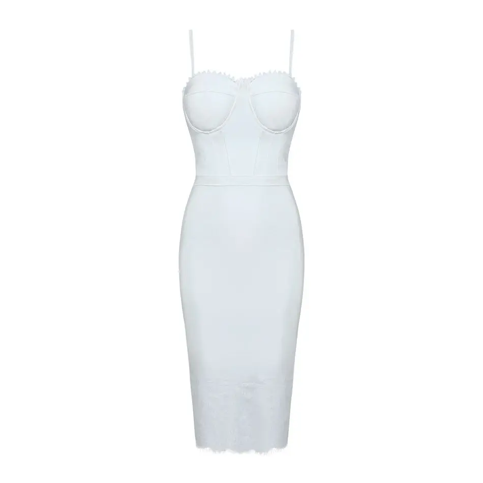 Новейшее праздничное платье повязка знаменитости женское белое на бретельках