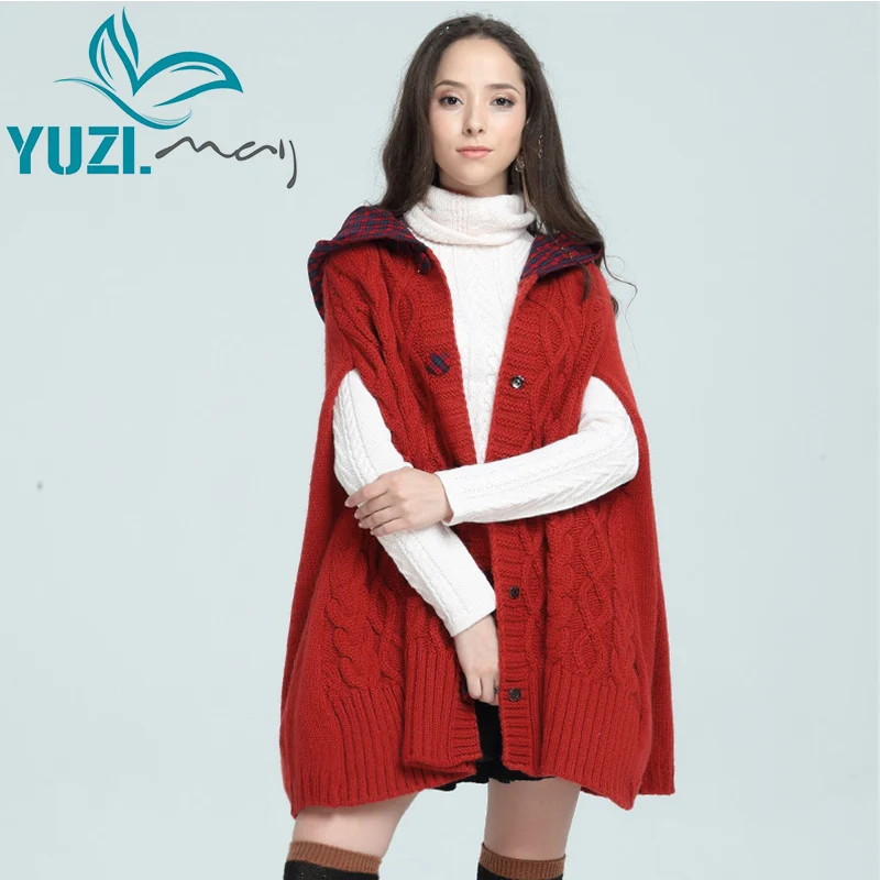 Colete Feminino Yuzi. may Boho новые хлопковые шерстяные женские однобортные Жилеты с капюшоном и пуговицами Casaco Feminino B9219