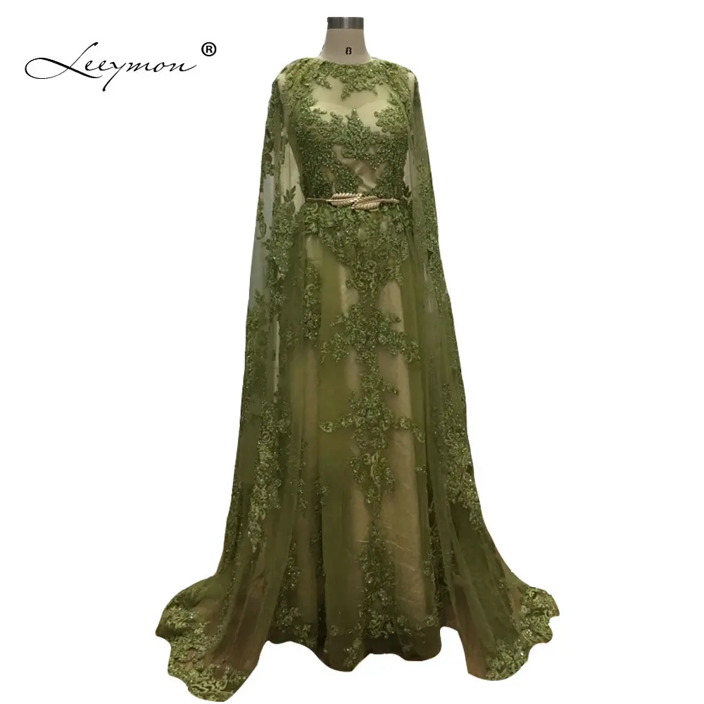 Leeymon a line Кружевной Золотой Пояс вечернее платье длинное с мысом без рукавов Vestido De
