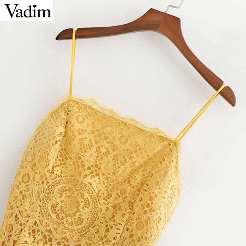 Vadim женское сексуальное кружевное платье миди с регулируемыми бретельками и