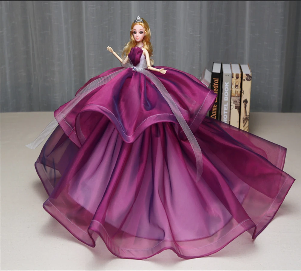 80 см хвост свадебное платье для куклы игрушка 3D Свадьба Бобби Кукла большая юбка