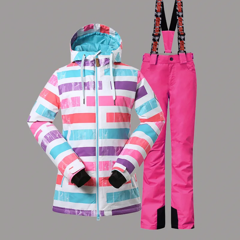 Зимняя одежда Женская лыжная куртка + брюки ветрозащитный водонепроницаемый