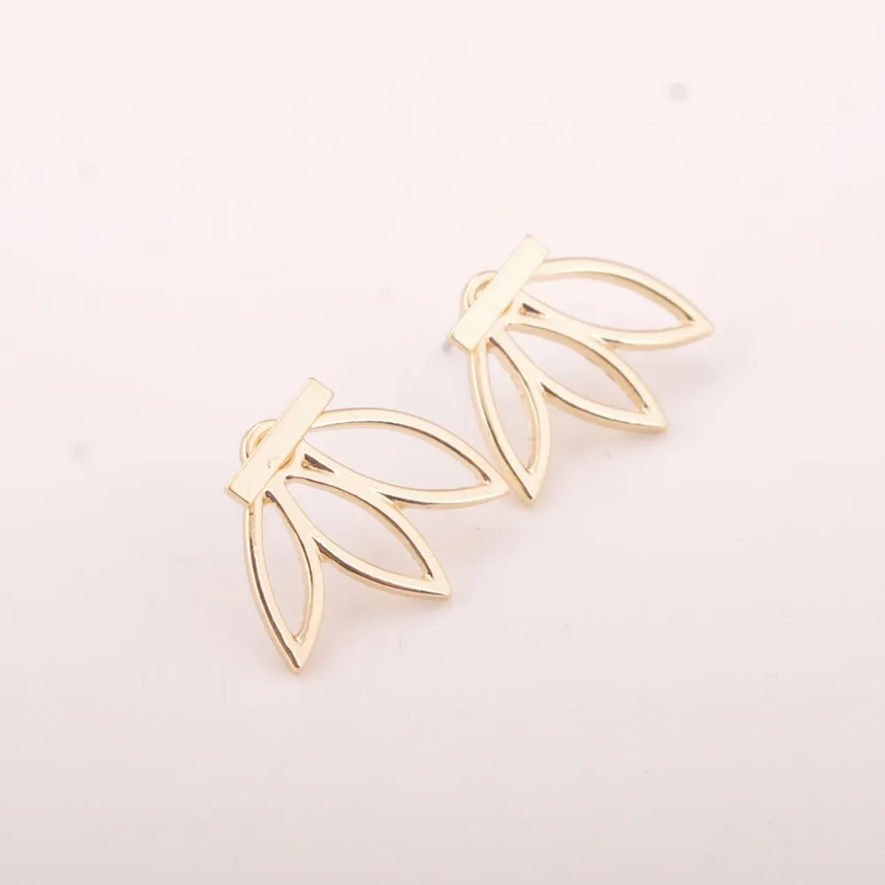 Стильные серебряные серьги с позолотой в виде вырезанных листьев, винтажные серьги с подвесками в виде лотоса для женщин.