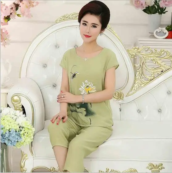 Женская пижама с коротким рукавом и винтажным принтом|pyjama suit|summer pyjamaswoman sleepwear pajama