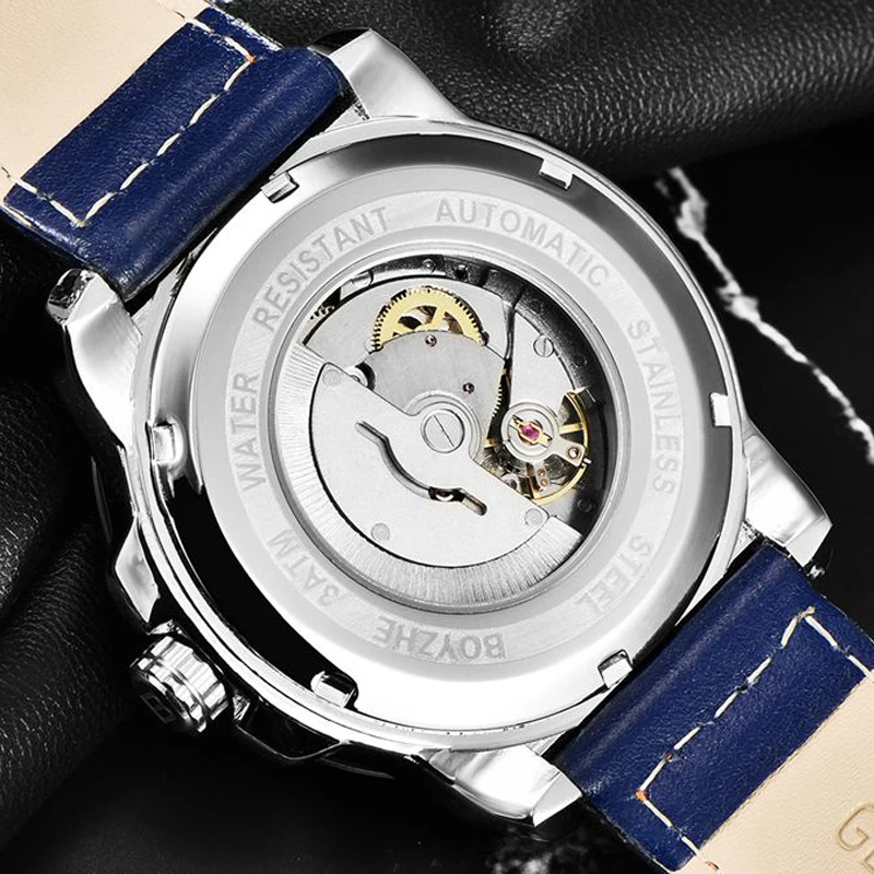 BOYZHE механические часы Для мужчин Автоматическая Tourbillon Элитный бренд Мужчин