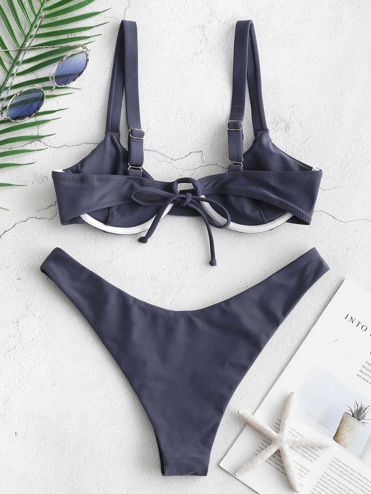 ZAFUL Бикини Галстук Underwire Balconette Бикини Установить Ремни Твердые Женщины Летний Купальник Сексуальные Женщины Тонкий Ремень Купальный Костюм
