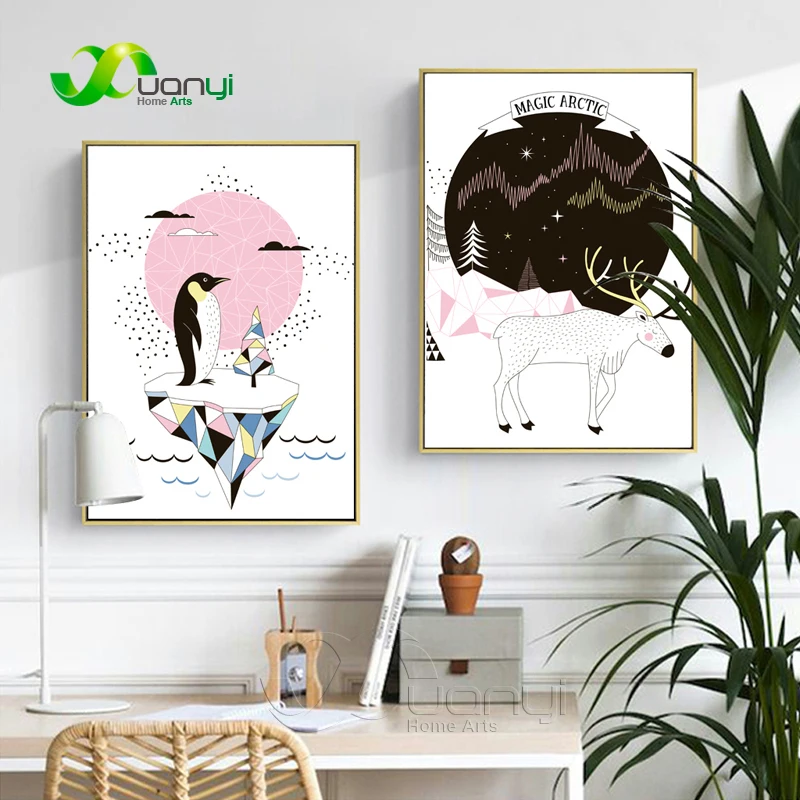 

Скандинавские наклейки для детской с животными скандинавские абстрактные картины украшение Искусство Холст Живопись дома куадро для детс...