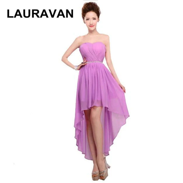 

modest romantic real sample lavender blue red bridesmaid dress gowns high low long back short dresses new fashion 2020 elegancy