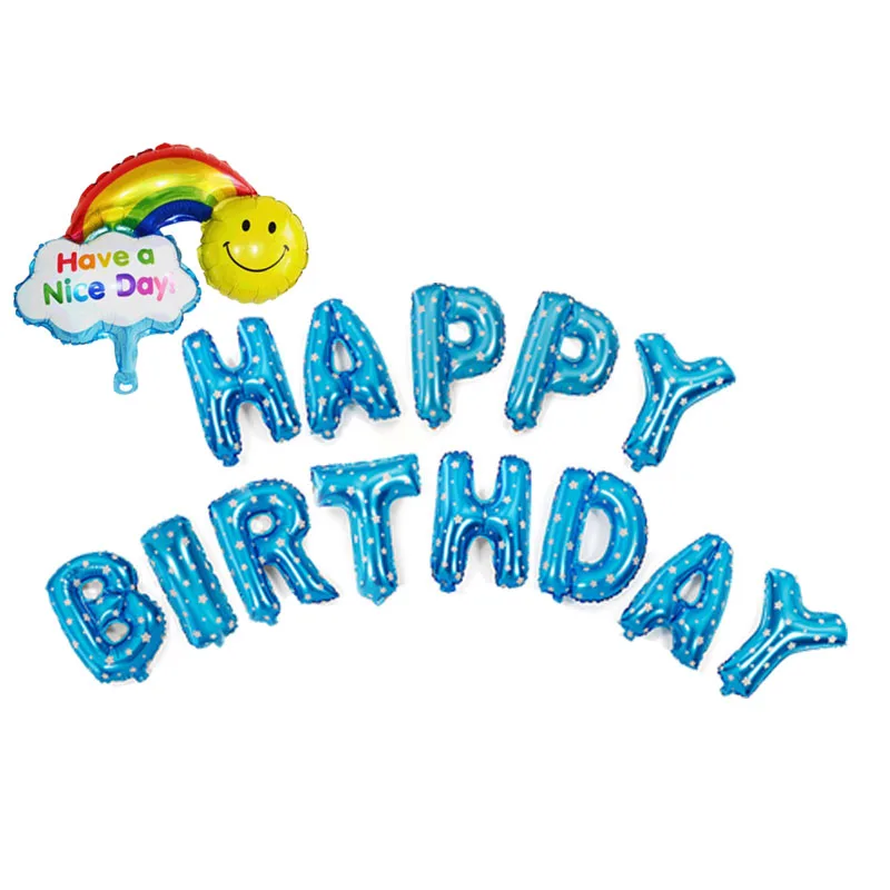 16 дюймовые разноцветные воздушные шары с буквами днем рождения мини улыбка лицо
