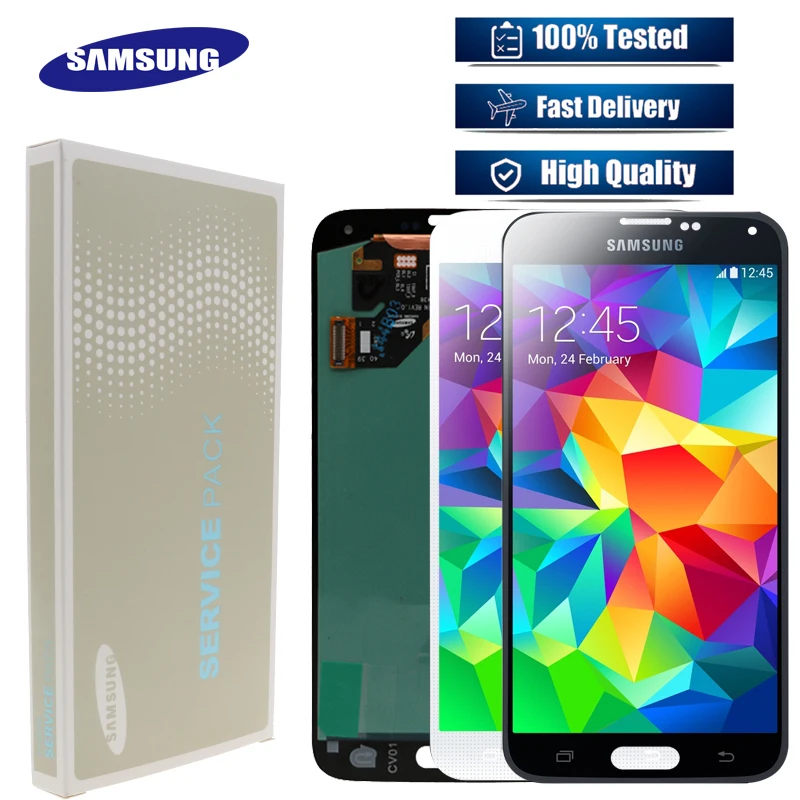 Супер AMOLED S5 LCD для Samsung Galaxy S5 LCD G900F G900M G900A G900T дисплей сенсорный экран дигитайзер замена экрана