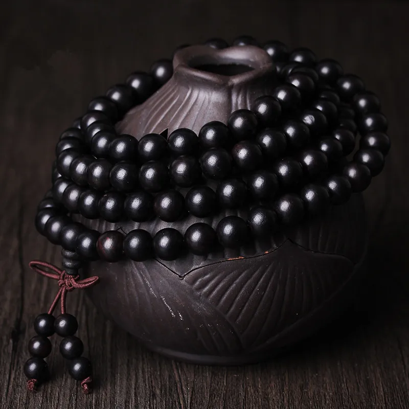 Мужской браслет с чёрными деревянными бусинами 108*0 8/0 6 см|jewelry bangle bracelets|bangle jewelry