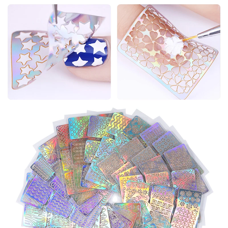 

24 Sheets/Set Hollow Nail Art Transfer Stickers Stylish Self-adhesive Nail Art Decals Manicures DIY Decoration Accessories