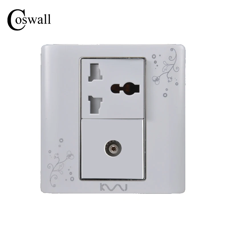 Роскошная настенная электрическая розетка COSWALL универсальная с 3 отверстиями и