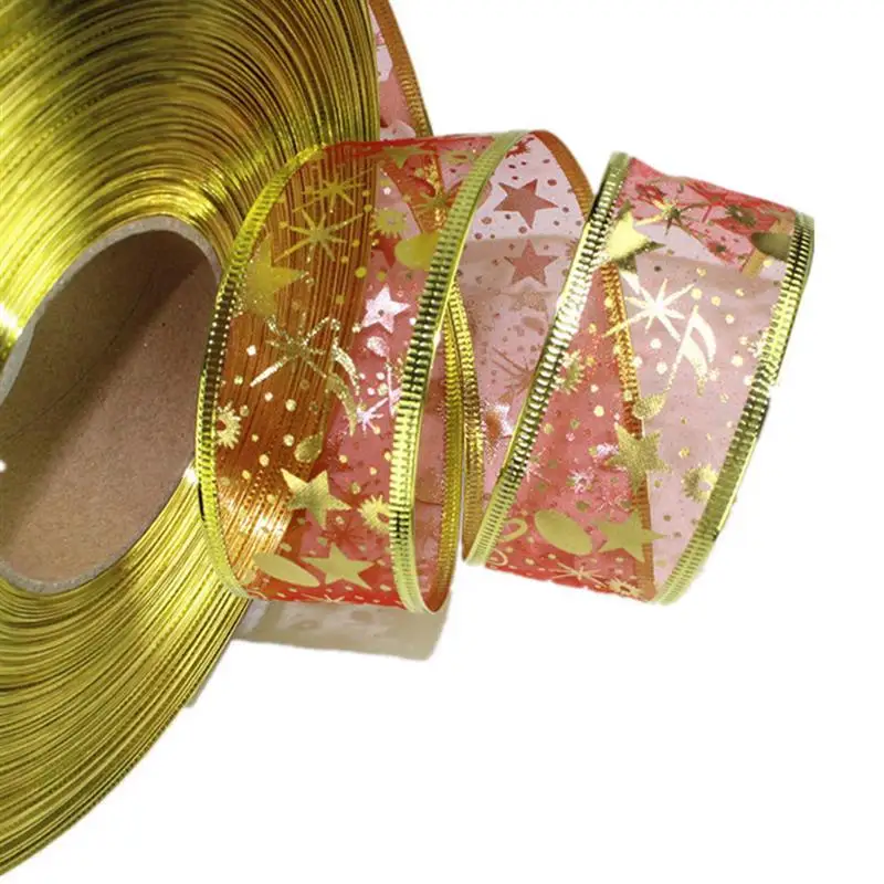 FunPa 100 ярдов Рождественская лента блестящая круглая звезда узорная елка
