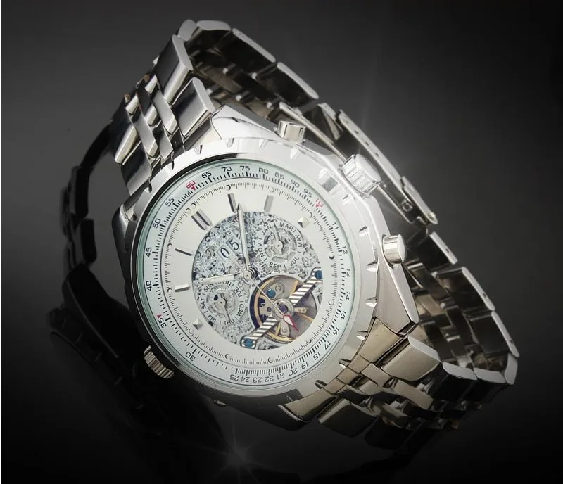 Jargar cadran нуар 6 сетевой Дата jour tourbillon нержавеющая сталь analogique acier pleine robe de poignet de браслет АКПП homme