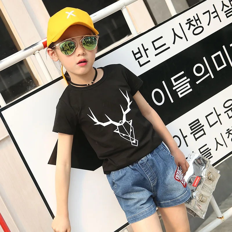 Лето Дети Одежда Девушки Устанавливает Хороший Хлопок Футболки Джинсовые Шорты