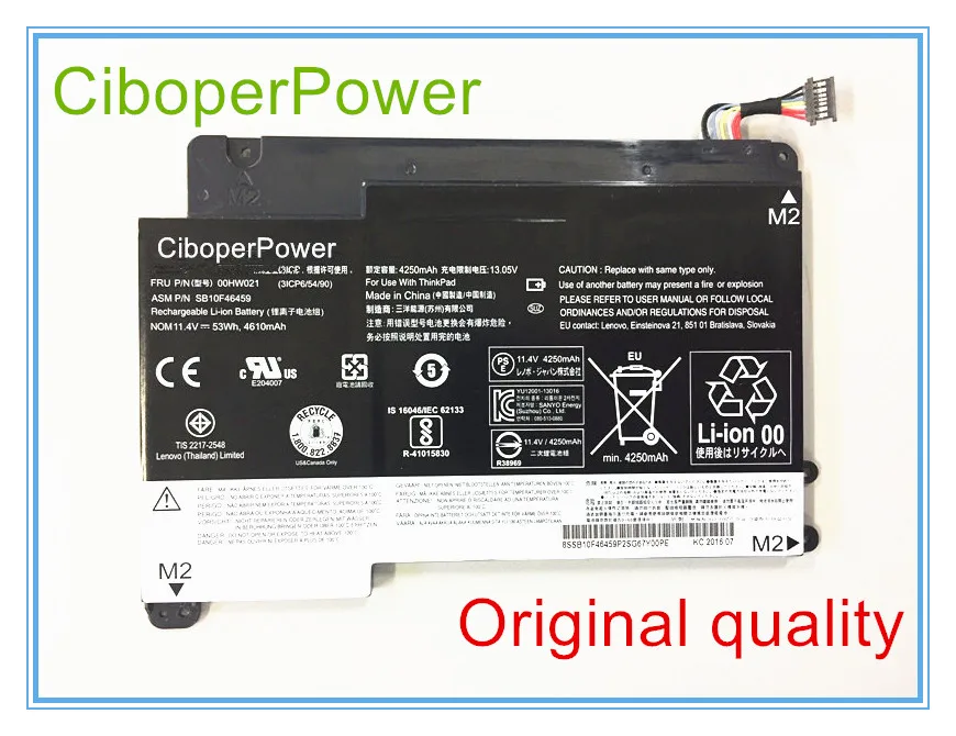 Оригинальный аккумулятор для ноутбука 460 11 4 V 53WH 4.54AH 00HW020 00HW021|Аккумуляторы