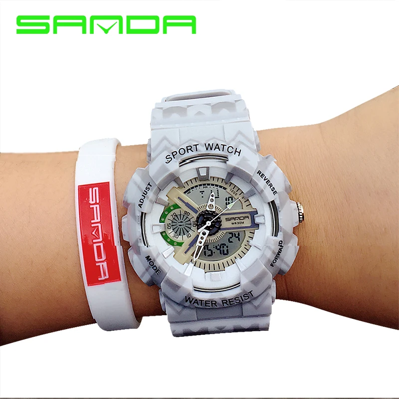 Часы SANDA с аналоговым дисплеем высокого качества водонепроницаемые часы задний
