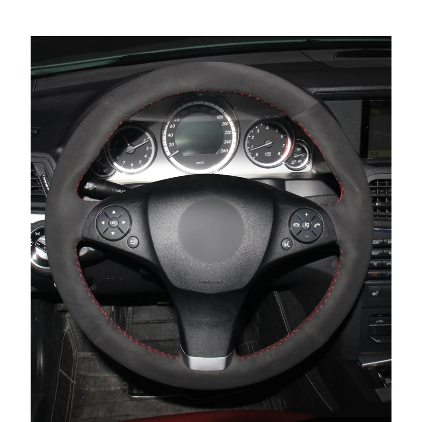 Сшитые вручную черные замшевые фотообои для Mercedes Benz C180 C200 C350 C300 CLS 280 300 350 GLK|Чехлы