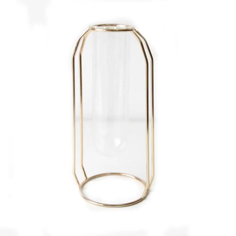 5 Metal Shelf Glass Vase Hydroponic Glass Pots Flower Vase Decorative Pots Planters Tube Vase - Цвет: 5
