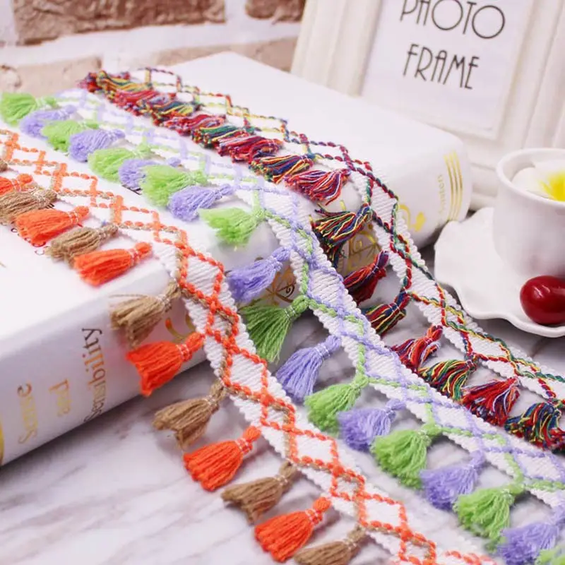 10yards/lot lace tassel Ribbon cotton tassels trimming fringes for sewing bed sheet clothes curtains DIY accessories decoration | Дом и сад