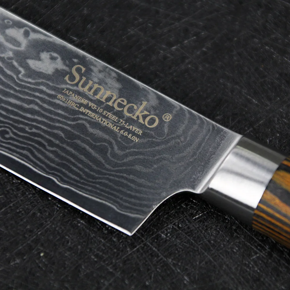 SUNNECKO 4x5 &quotнож Santoku Дамасская сталь кухонные ножи японский VG10 лезвие Pakka