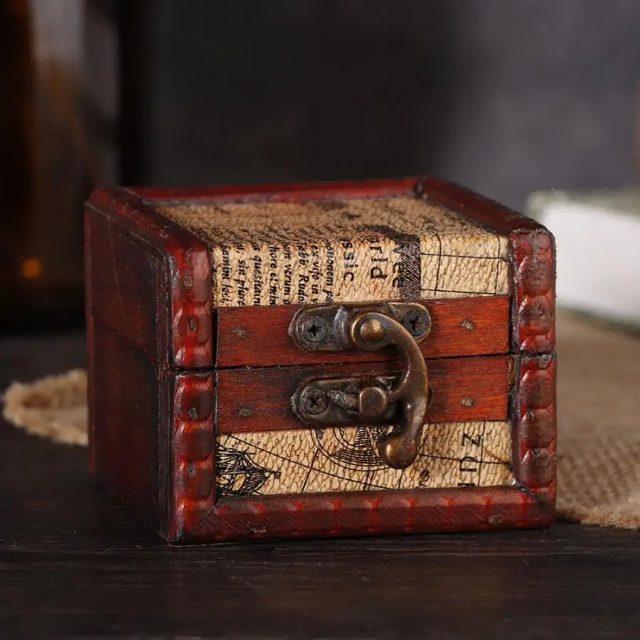 Винтажная ручная работа из дерева мини контейнер для ювелирных изделий кольцо