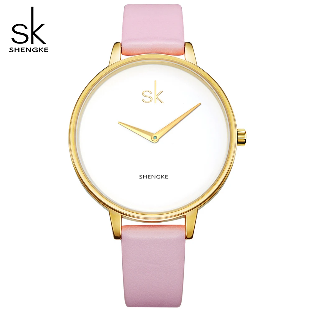 Часы Shengke женские классические кварцевые под платье с кожаным ремешком|clock brand|clock