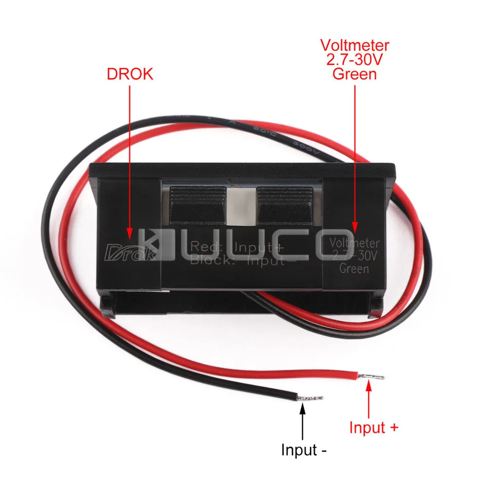 Цифровой вольтметр мини с зеленой светодиодной панелью 3 30 В постоянного тока 12 24