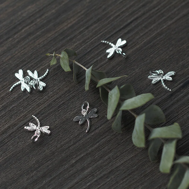 Простое симпатичное платье 925 пробы серебро Стрекоза Подвески 12x11 мм Серебряные