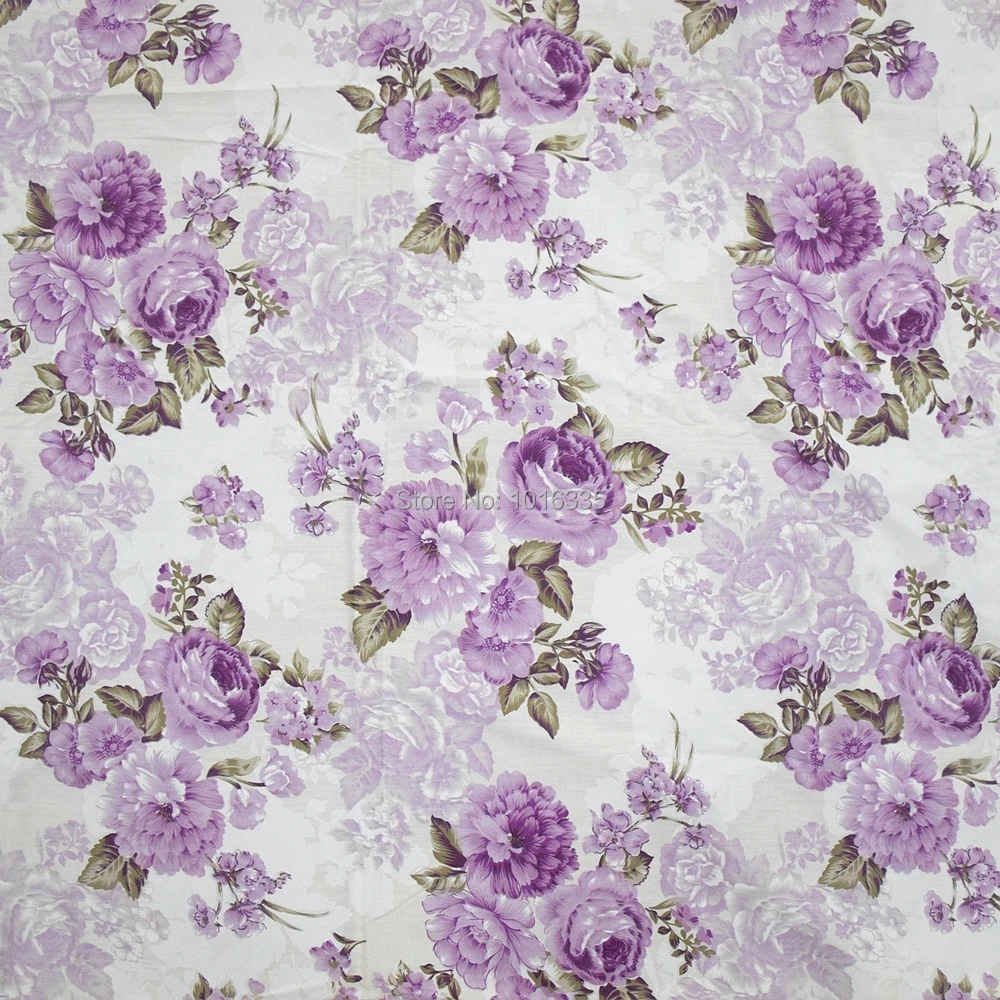 

New 160cm Purple Big Rose Floral Fabric 100% White cottonFabric Flower Textile Clothing for Patchwork Fabric tecidos 5 meters