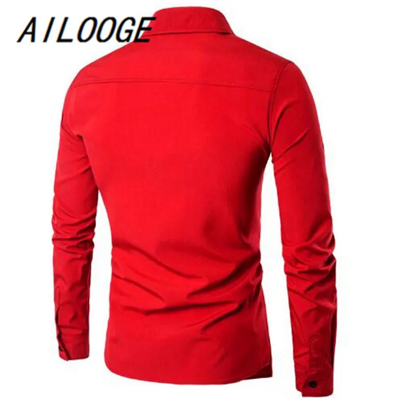 AILOOGE 2021 Fashion Men Gentleman British Long Sleeve Shirt Evening Dress Tooling Zipper Male s Casual Work Shirts | Мужская одежда