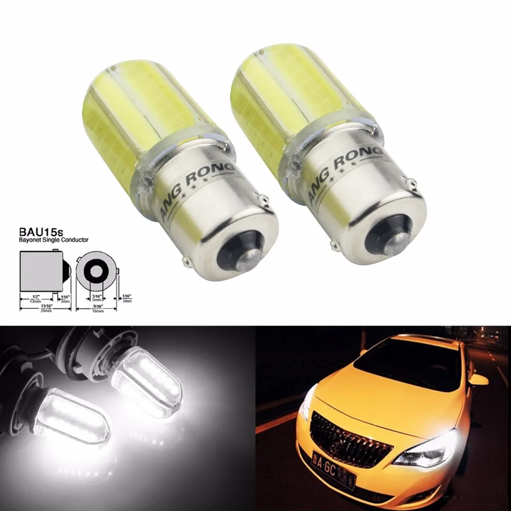 ANGRONG 2x BAU15s PY21W Светодиодная лампа 8W COB индикатор поворота стоп сигнала светильник