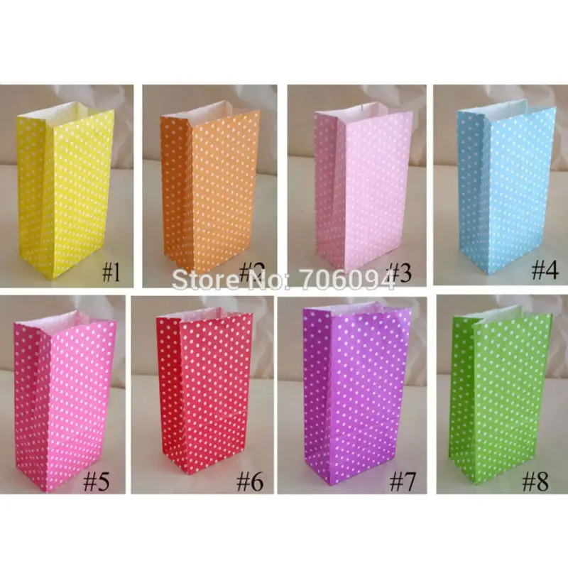 

Stand up Colorful Polka Dots Paper Bags, 18x9x6cm Favor Bag, Open Top Gift Packing Bags, Treat Bag, 100pcs