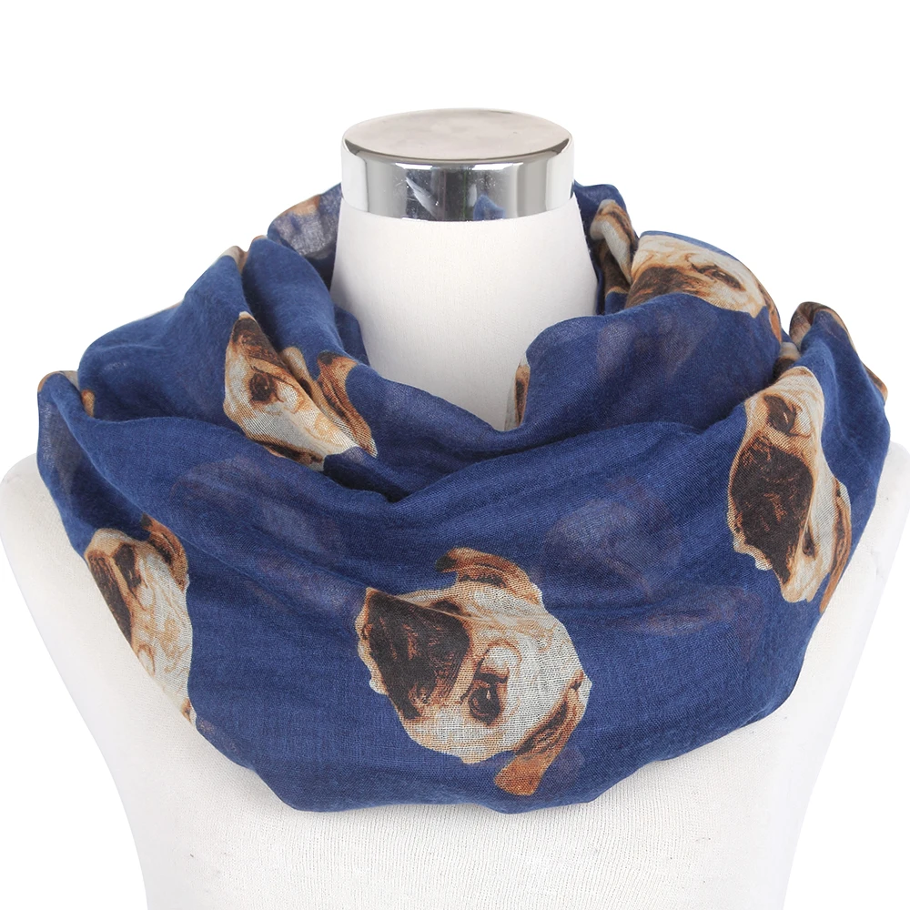 Шарфы FOXMOTHER 2018 зимние Легкие серые/темно синие шарфы для мопса кольцо шарф