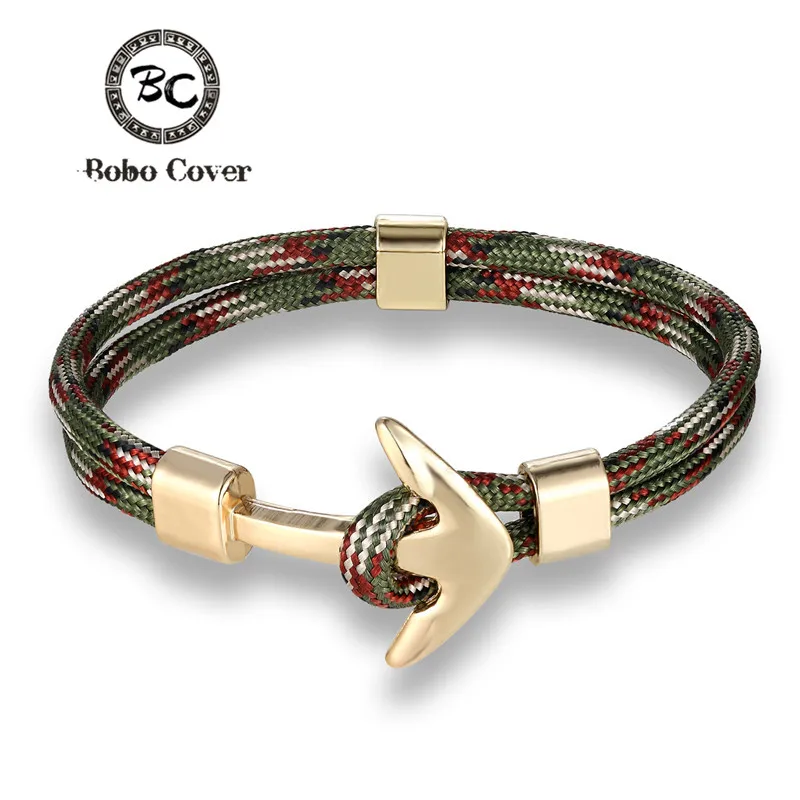 Новые модные тканые мужские Многослойные браслеты с якорем якорь надежды темно