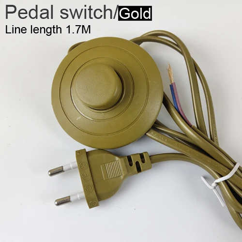 Pedal Switch Штепсельная Вилка европейского стандарта с проводом переключателя 1,7 м, диммер, черный/белый кабель для настольной лампы для торшера, 110-220 В, электрический провод - Цвет: Pedal Switch