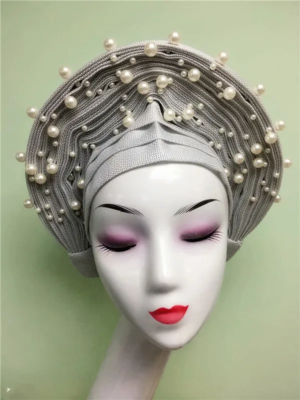 Африканская Женская шаль ASO OKE авто-геле для вечерние горячая Распродажа нигерийская Кружевная повязка на голову красная кружвная ткань 1 шт./лот - Цвет: as picture